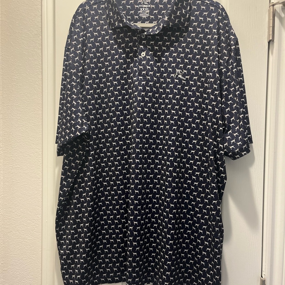 Rhoback Dog Navy and White Patterned Polo Shirt XXXL